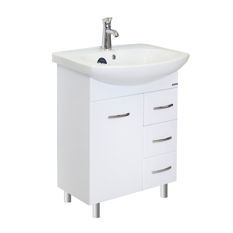 Тумба под умывальник напольная Rosa Лагуна/3 605х720х320 мм белая TLGN65