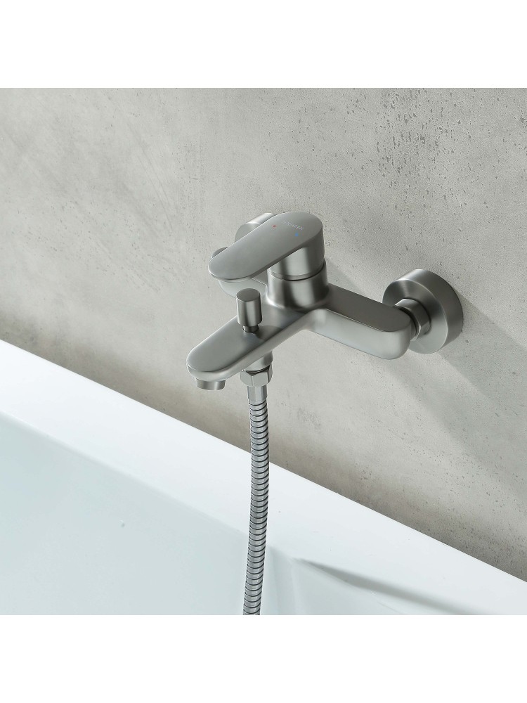 Смеситель для ванны Aquanet Ника оружейная сталь AQ1840BGM