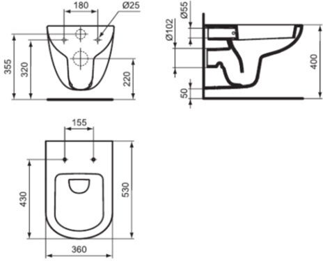 Унитаз подвесной Ideal Standard Tempo глубокий смыв T331101