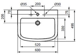 Раковина Ideal Standard Tempo 60 см с отверстием под смеситель T056401