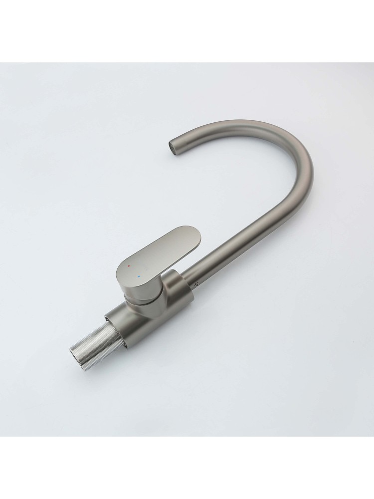 Смеситель для кухни Aquanet Ника полукруглый излив оружейная сталь AQ1882BGM