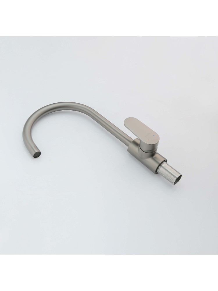 Смеситель для кухни Aquanet Ника полукруглый излив оружейная сталь AQ1882BGM