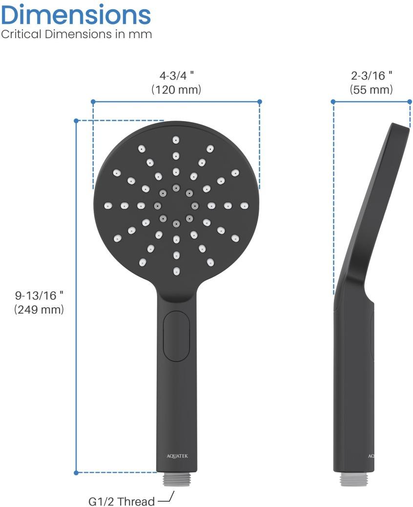 Ручной душ Aquanet Оберон Select 120 3jet матовый черный AQ2006MB