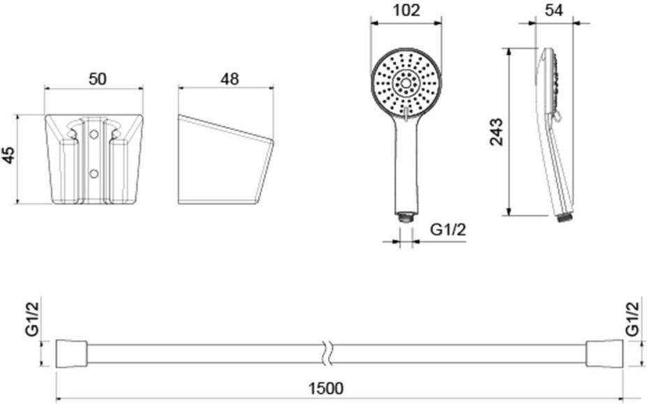 Душевой набор Aquanet Бетта 100 3jet хром AQ2032CR