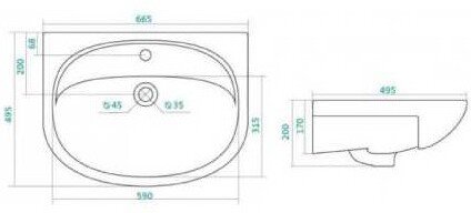 Умывальник Santek Стелла 65 см 1.WH11.0.174