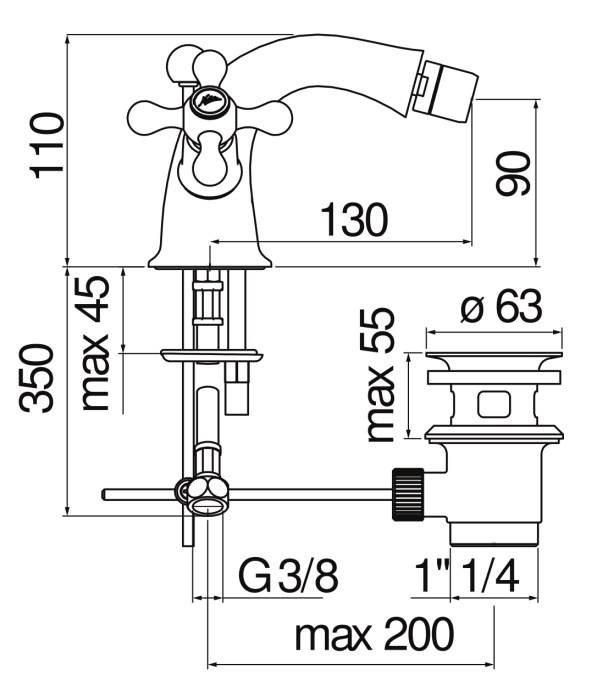 Смеситель для биде Boheme Grazia бронза GRC5119/6BR