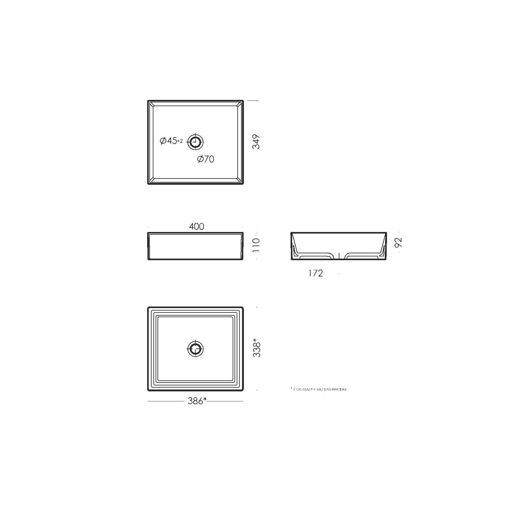 Раковина накладная Salini Novel Slim 40 WB.CT/Novel/40-N.Slim/WHT.G/S1