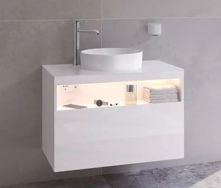 Тумба под умывальник KEUCO Stageline 800x550x490 мм 1 ящик подсветка розетка USB белый 32864300100