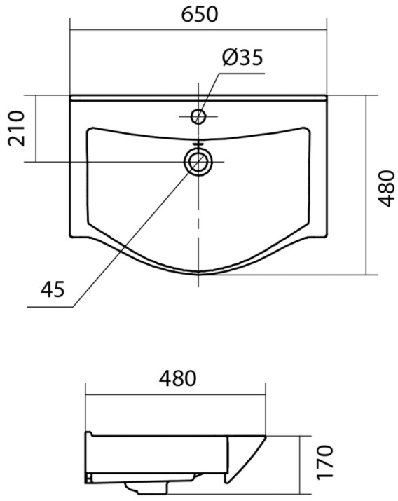 Умывальник Santek БЕВЕРЛИ 65 см 1.WH30.2.501