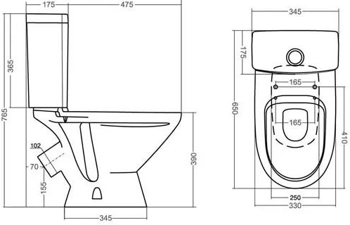 Унитаз-компакт Santek Лига косой выпуск антивсплеск сиденье полипропилен 1.WH30.2.197