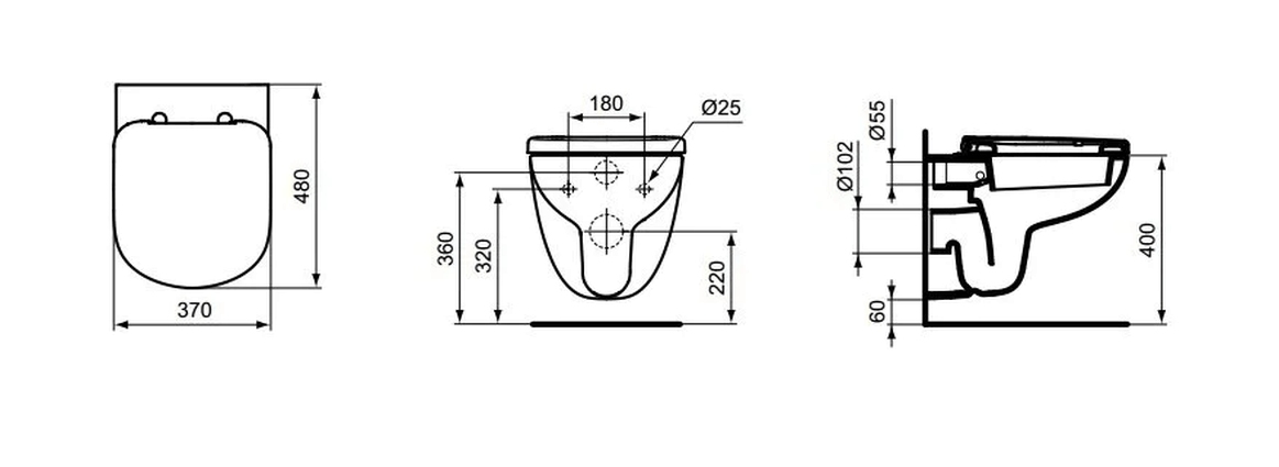 Унитаз подвесной Ideal Standard Tempo короткая проекция с сиденьем T328801+T679901