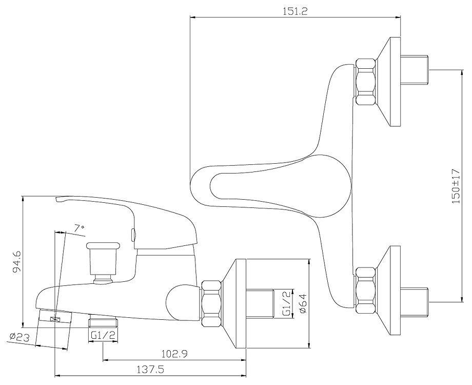 Смеситель для ванны Rossinka Silvermix Y35-31 с коротким изливом хром Y35-31