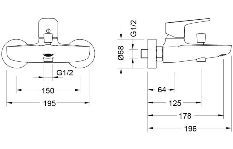 Смеситель для ванны AQUATEK БЕТТА матовый черный AQ1140MB