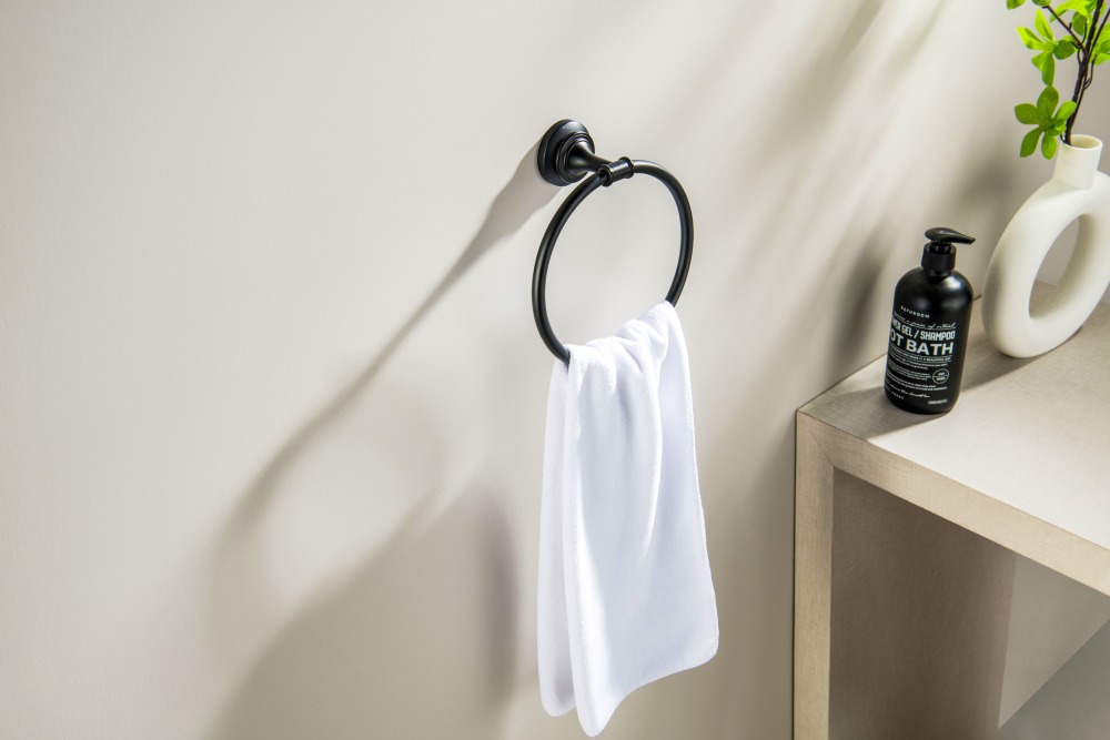 Полотенцедержатель кольцо Aquanet Классик матовый черный AQ4512MB