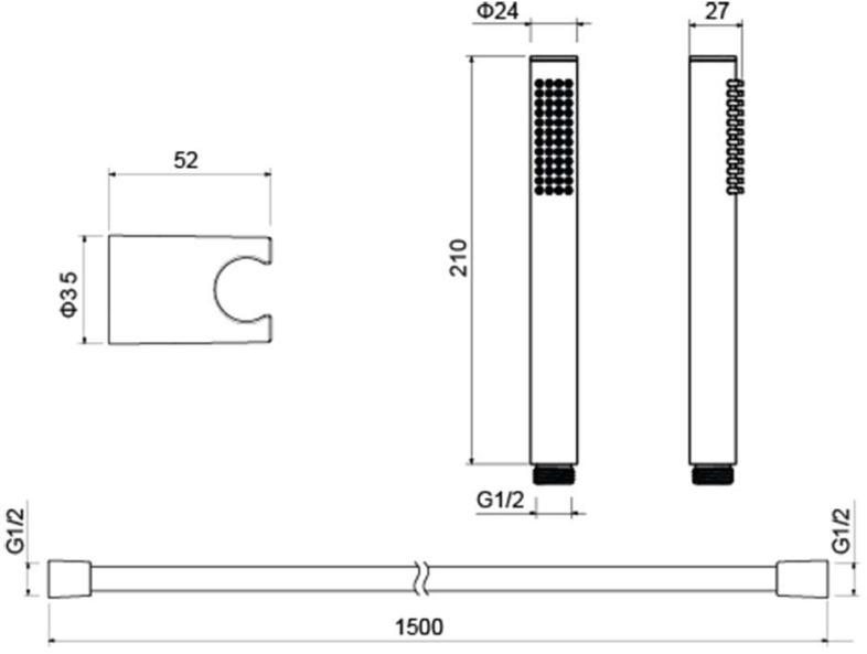Душевой набор Aquanet Европа 1jet хром AQ2034CR