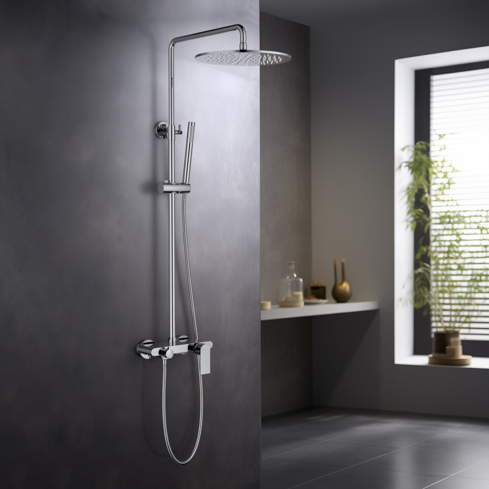 Душевая система со смесителем для ванны Aquanet Лира 300 мм хром AQ2440CR