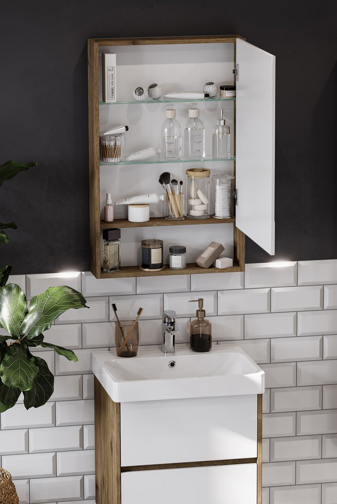 Зеркальный шкаф Aquaton Сканди 55 Белый / Дуб Рустикальный 1A252102SDZ90