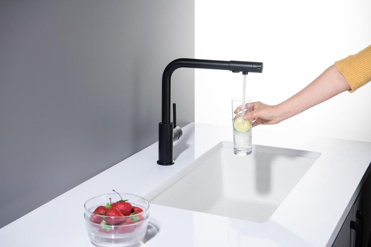 Смеситель для кухни Aquanet Европа под фильтр матовый черный AQ1386MB