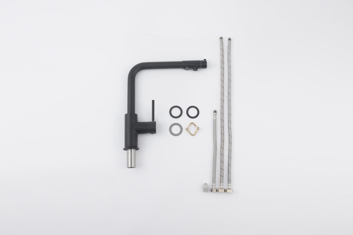 Смеситель для кухни Aquanet Европа под фильтр матовый черный AQ1386MB