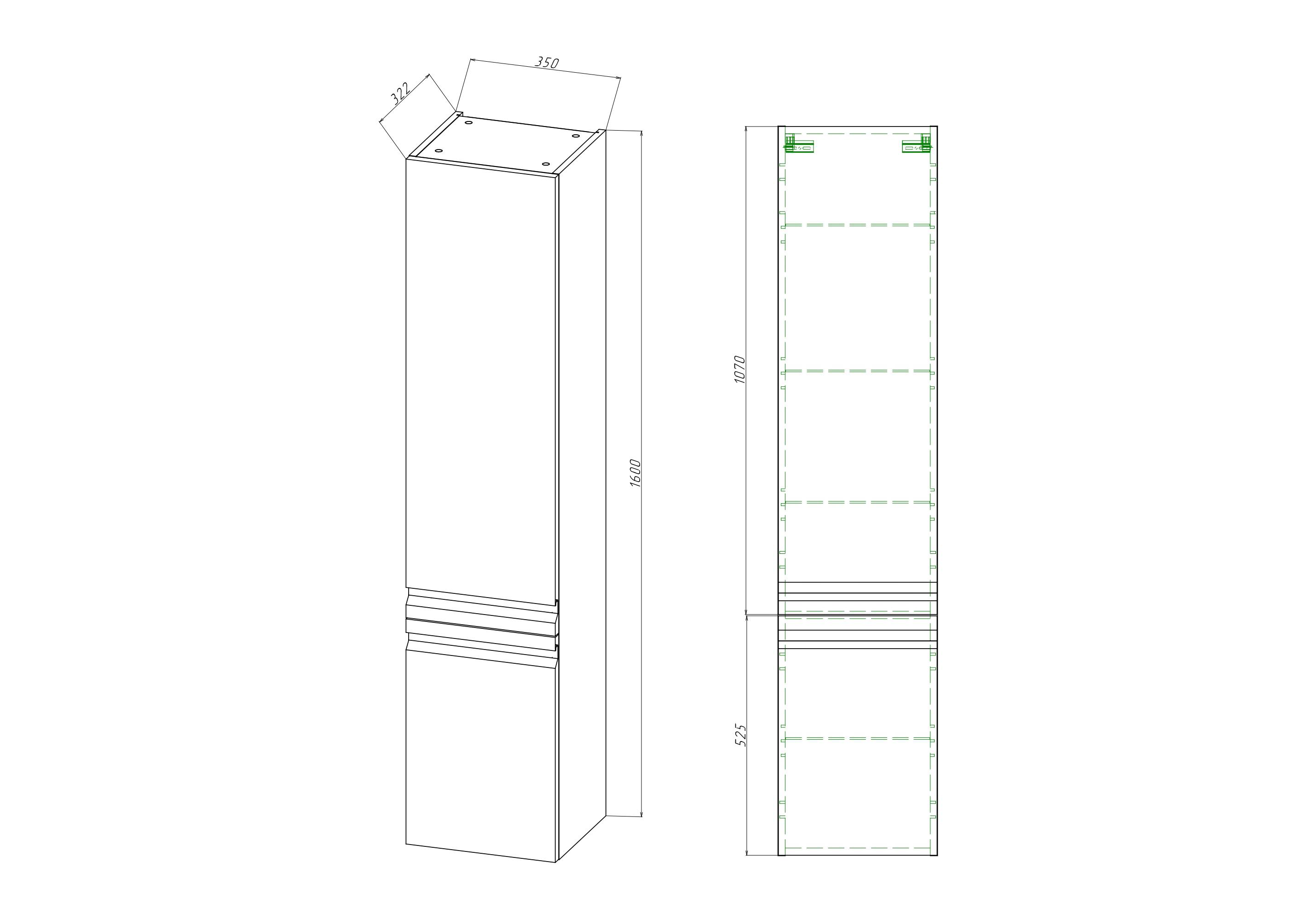 Шкаф-пенал AQUATON Вега 35 см 2 двери серый туман петли слева AQ70035L-LG