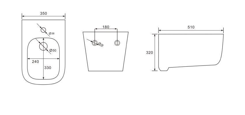 Биде подвесное Aquanet Дива 510x350x320 мм AQ1012-00