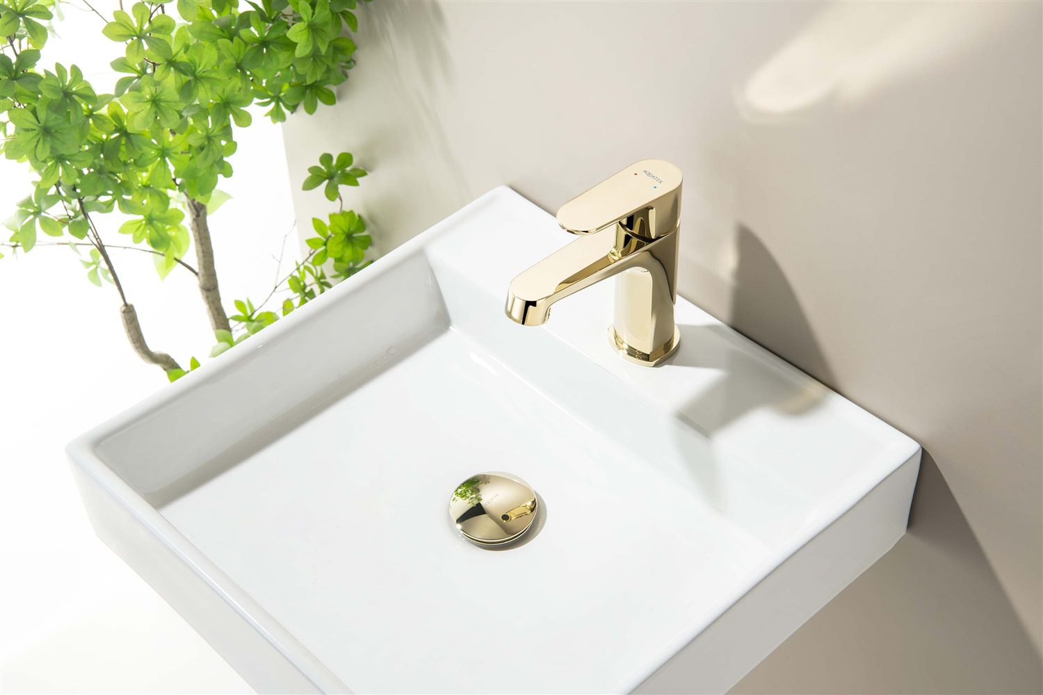 Донный клапан Aquatek Push-open без перелива полированное золото AQ6003PG