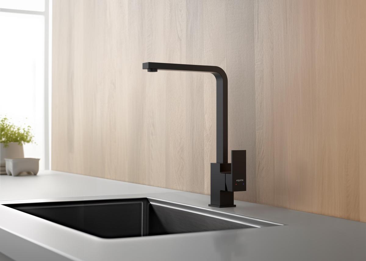 Смеситель для кухни Aquanet ЛИБРА матовый черный AQ1680MB