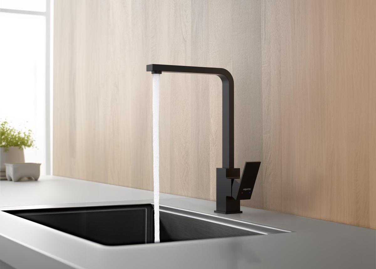 Смеситель для кухни Aquanet ЛИБРА матовый черный AQ1680MB
