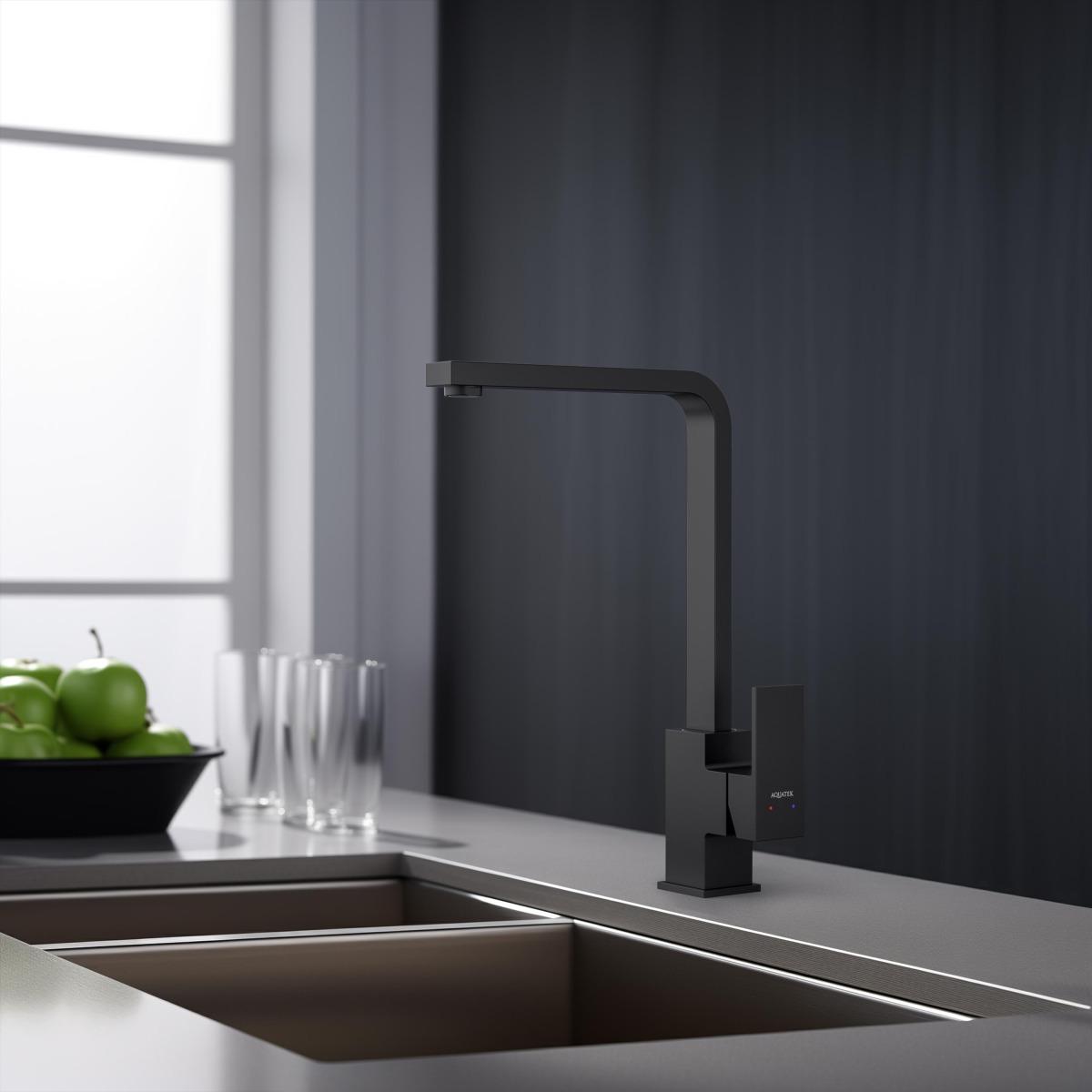 Смеситель для кухни Aquanet ЛИБРА матовый черный AQ1680MB