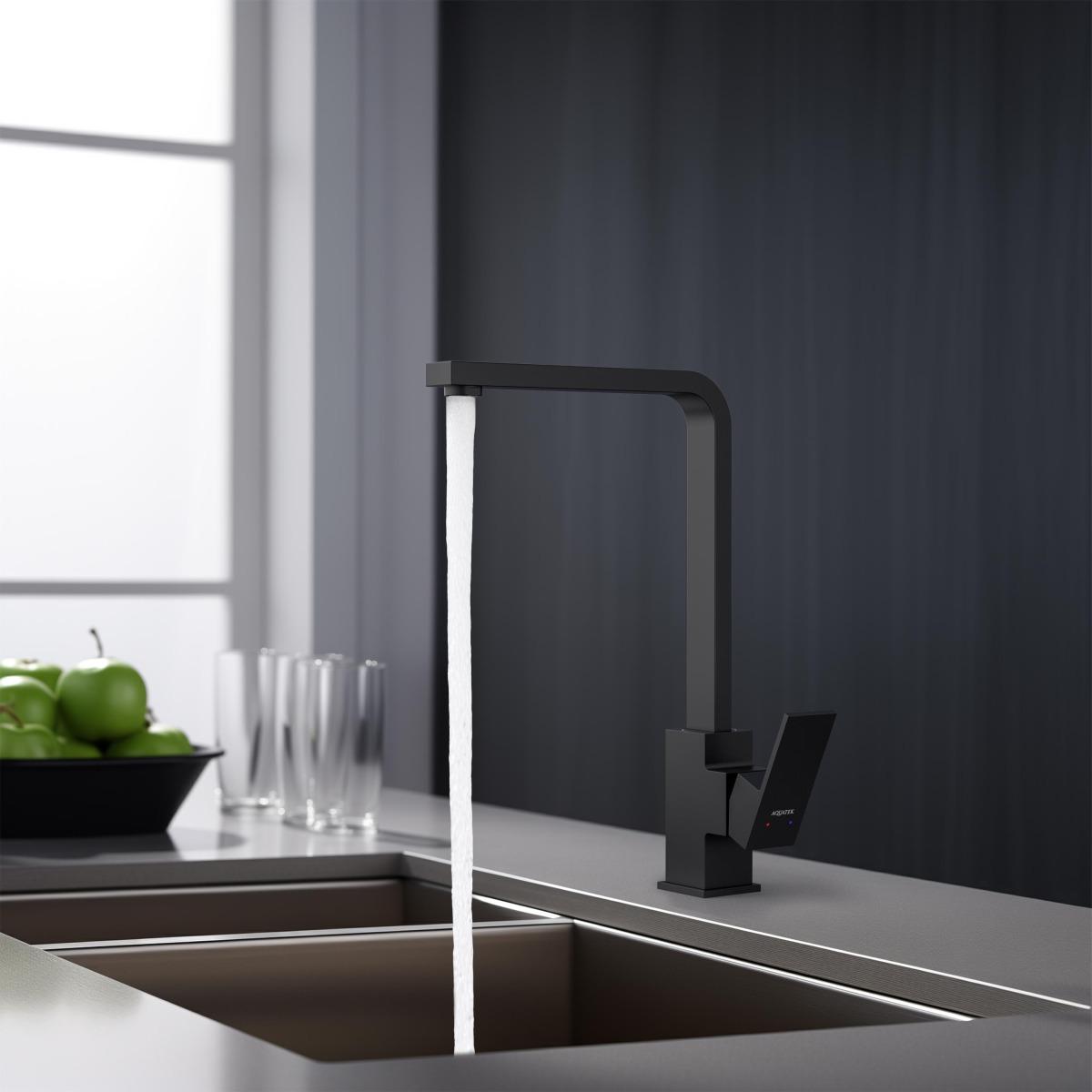 Смеситель для кухни Aquanet ЛИБРА матовый черный AQ1680MB