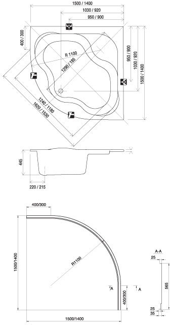 Ванна акриловая RAVAK Gentiana 150х150 см CG01000000