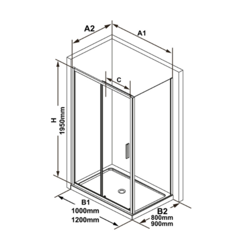 Неподвижная стенка для душевой двери RAVAK Blix Slim BLSPS-80 черная Transparent X9BM40300Z1