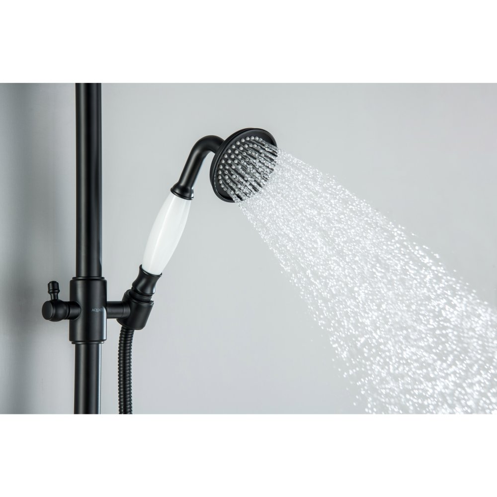 Душевой гарнитур Aquanet Классик 1jet 65 см матовый черный AQ2020MB