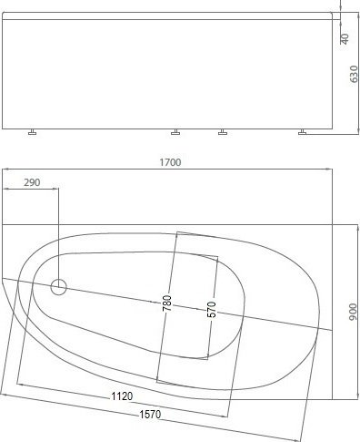 Ванна акриловая 1Marka Дива 170х90 см правая DIV170-0000003