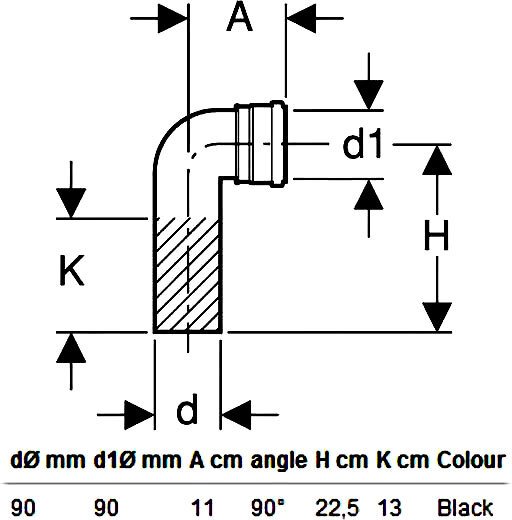 Соединительное колено для унитаза Geberit 90° d90 мм 366.061.16.1
