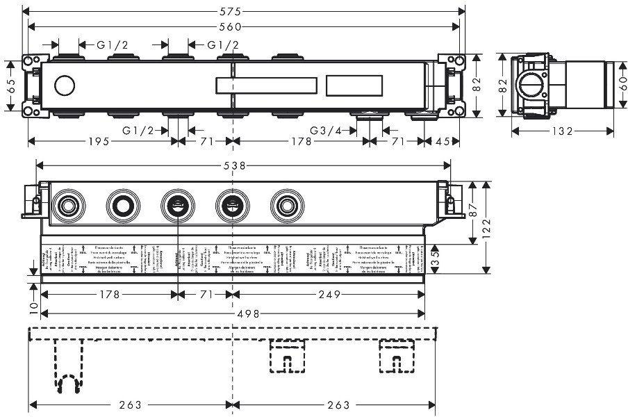 Скрытая часть термостатического смесителя Hansgrohe RainSelect 15311180