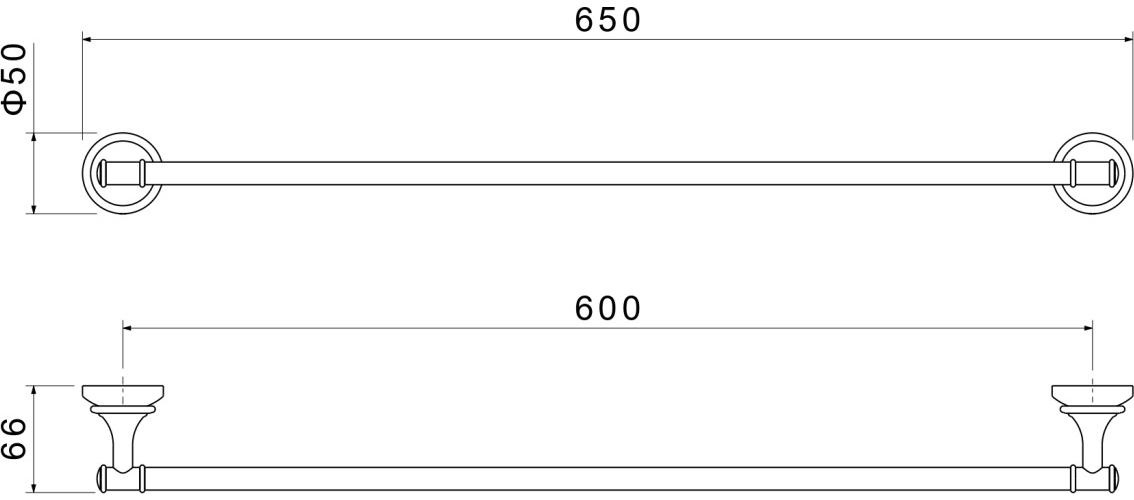 Полотенцедержатель Aquanet Классик 600 мм матовый черный AQ4514MB