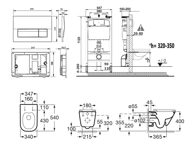 Комплект инсталляция с унитазом Roca The Gap 4 в 1 безободковый 893104100
