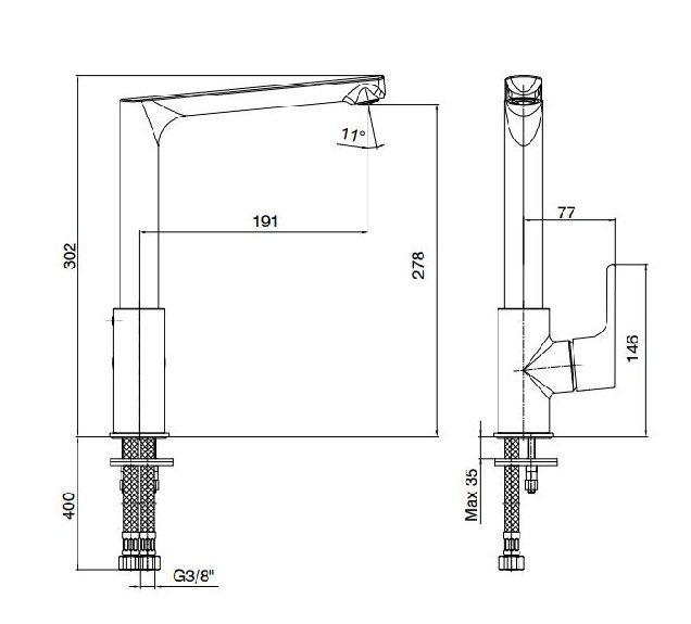 Смеситель для кухни TRES LUNA 278 золото 102818043EX