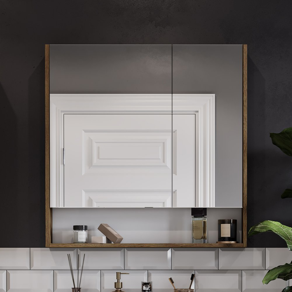 Зеркальный шкаф Aquaton Сканди 90 Белый / Дуб Рустикальный 1A252302SDZ90