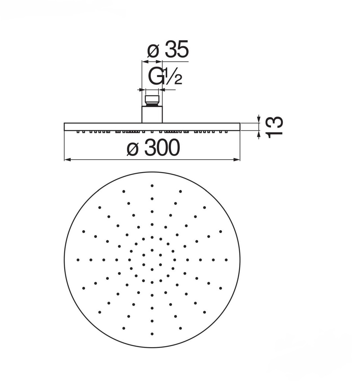 Верхний душ Rossinka AD139/63BM 30 см матовый черный AD139/63BM