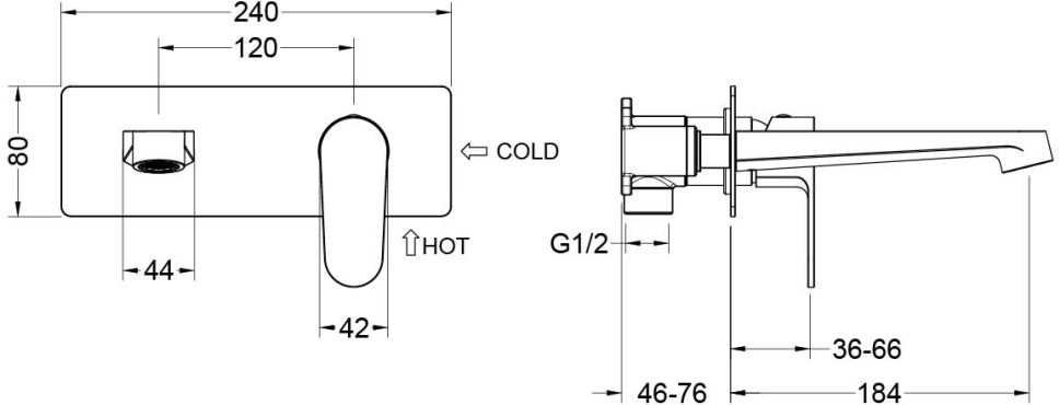Смеситель для раковины настенный Aquanet Oberon скрытого монтажа хром AQ1213CR