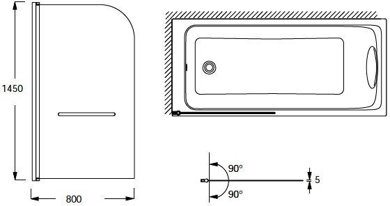 Экран для ванны Jacob Delafon Odeon Up стекло/хром E4932-GA
