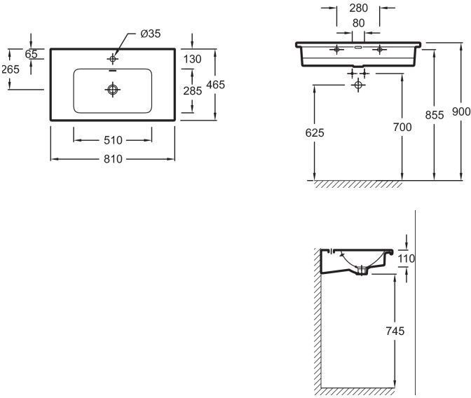 Раковина-столешница подвесная Jacob Delafon Vox 80х46 см EXAE112-00