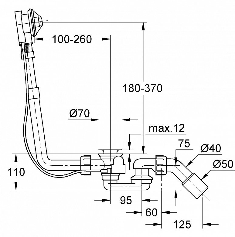 Сливной и переливной гарнитур для ванны GROHE Talento встраиваемая часть 28939000