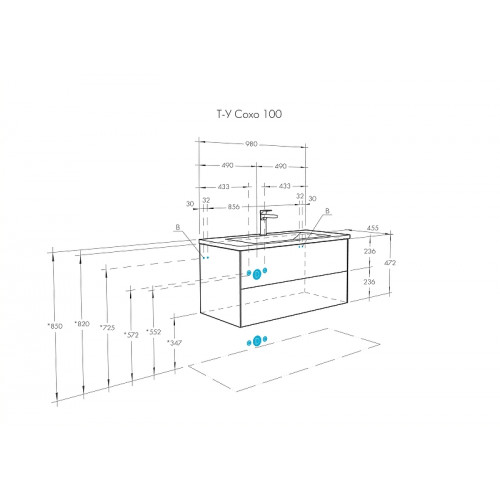 Комплект мебели для ванной Aquaton Сохо 100 Дуб Веллингтон с раковиной Элина 100 1A2582K1AJA00