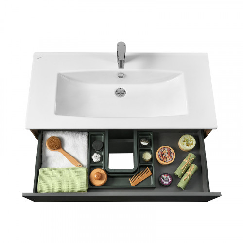 Комплект мебели для ванной Aquaton Сохо 100 Дуб Веллингтон с раковиной Элина 100 1A2582K1AJA00