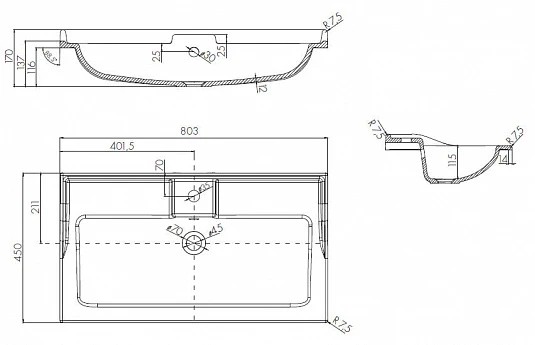 Комплект мебели для ванной AQUATON Лофт Фабрик 80 Дуб Эндгрейн с раковиной Фабиа 80 1A2424K1LTDU0