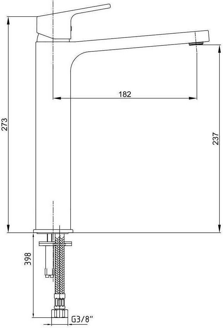 Смеситель для раковины TRES TIERA 237 без донного клапана черный хром 103588002EX