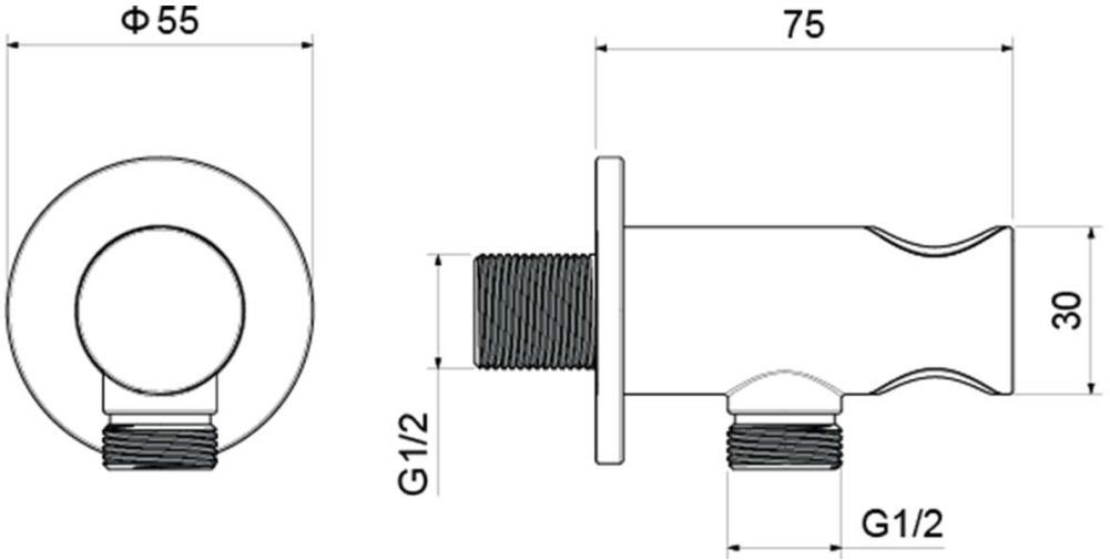 Шланговое подсоединение с держателем Aquanet AQ2464MB матовый черный AQ2464MB